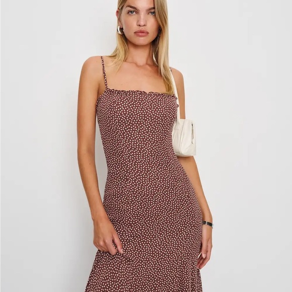 Elegant Brown Polka Dot Dress - Picture 2 of 4